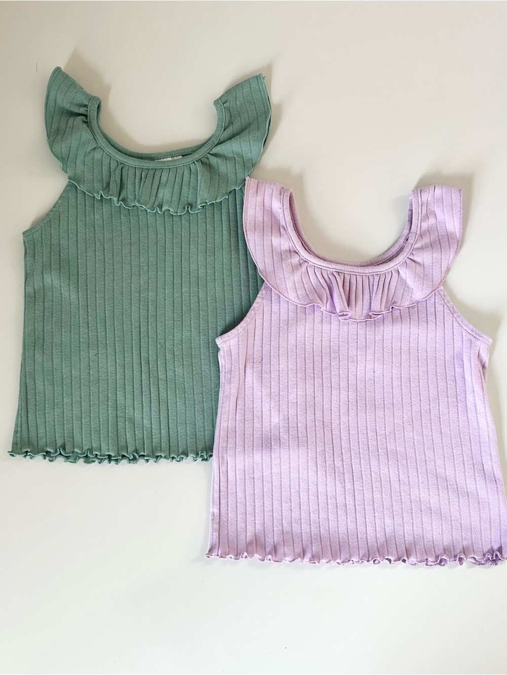 Cat & Jack Toddler Girls Ribbed Ruffle Tank Top Bundle